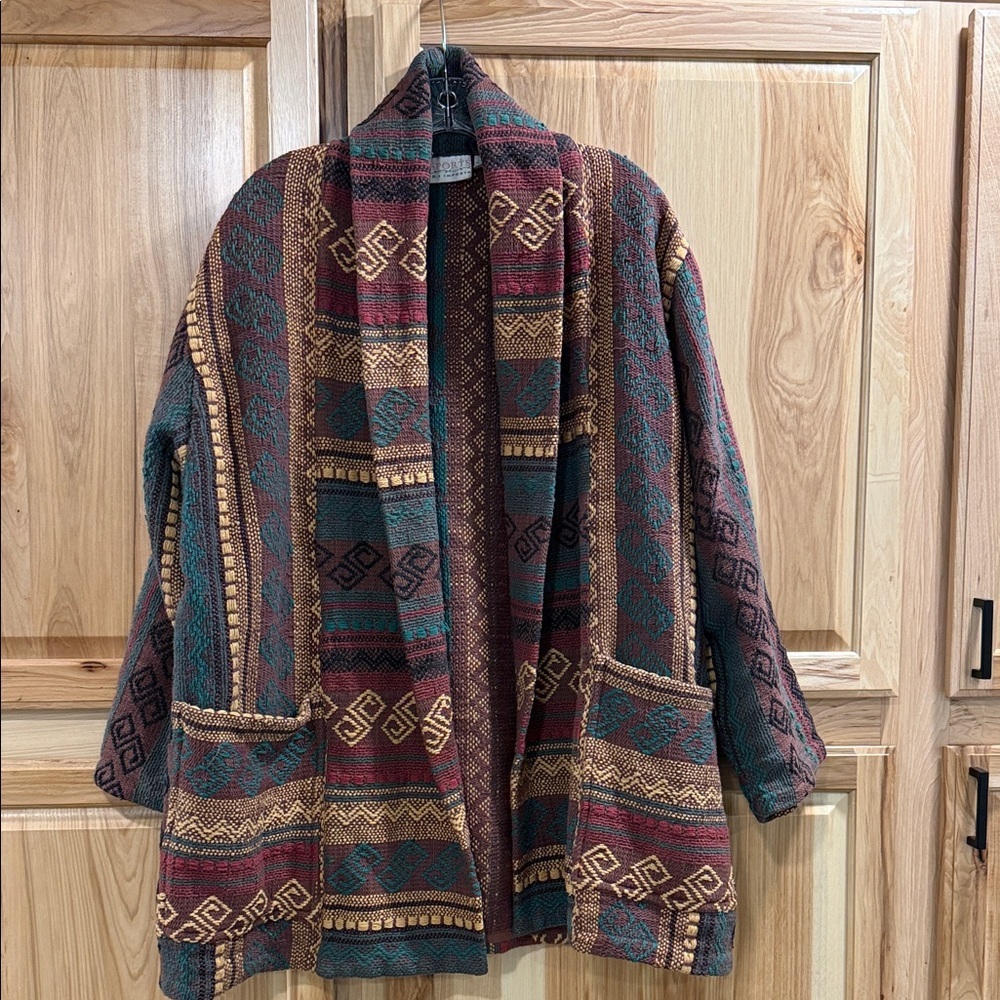 Vintage Passports of Pier 1 Imports Geometric Aztec Southwestern Cardigan Jacket